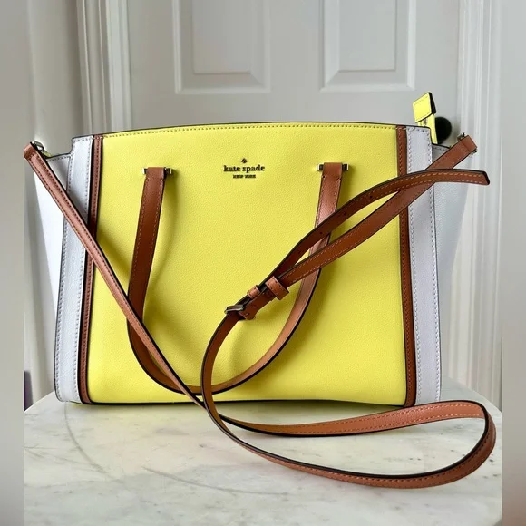 Kate Spade Patterson Drive Geraldine Colorblock Satchel Bag Limelight Yellow